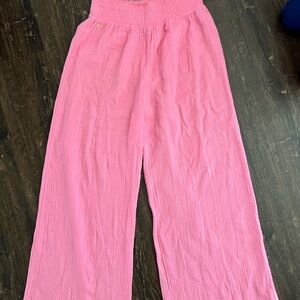 Lilly Pulitzer 30” Enzo cotton cover up pants in pink